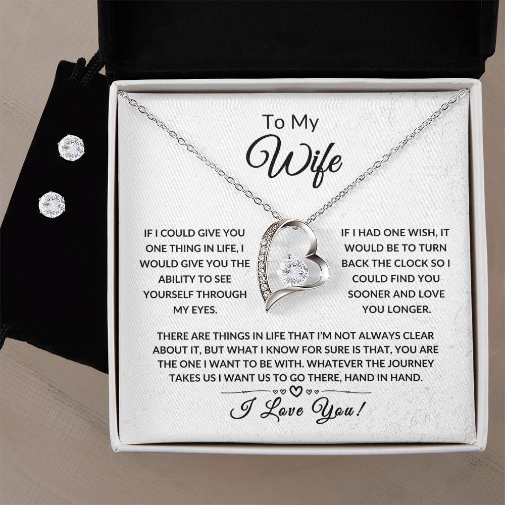 Wife's Gift/ Forever Love Necklace + Earrings Mother's Day Gift