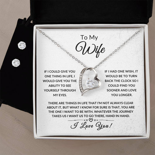 Wife's Gift/ Forever Love Necklace + Earrings Mother's Day Gift