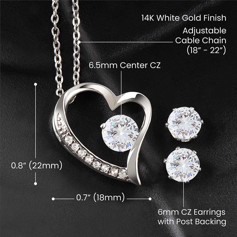 Wife's Gift/ Forever Love Necklace + Earrings Mother's Day Gift