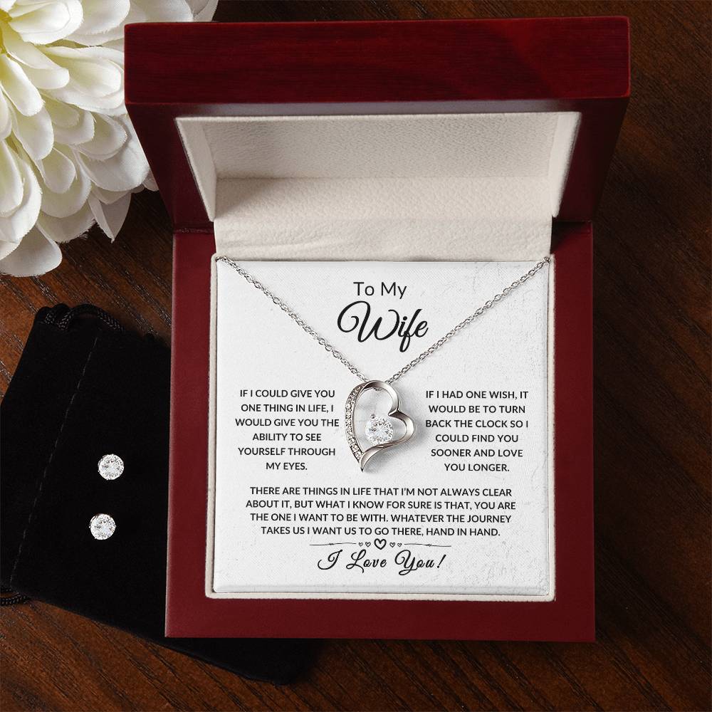 Wife's Gift/ Forever Love Necklace + Earrings Mother's Day Gift