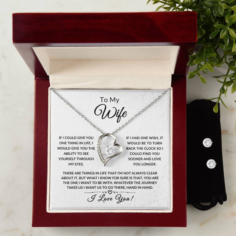 Wife's Gift/ Forever Love Necklace + Earrings Mother's Day Gift