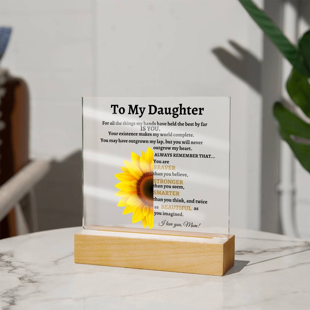 To my Daughter Gift from Mom/ Daughter Gift/ Daughter Square Acrylic Plaque from Mom