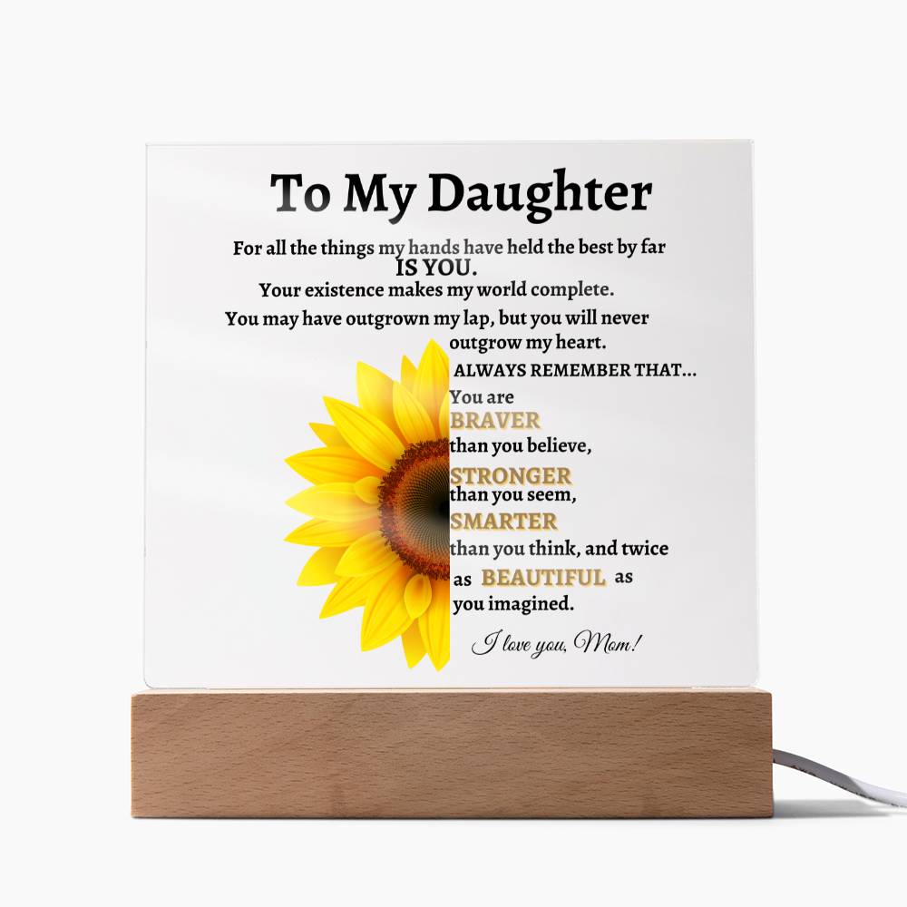 To my Daughter Gift from Mom/ Daughter Gift/ Daughter Square Acrylic Plaque from Mom